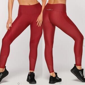 Lorna Jane Support Full-Length Athletic Leggings Tights Red MSRP‎ $106 SZ S